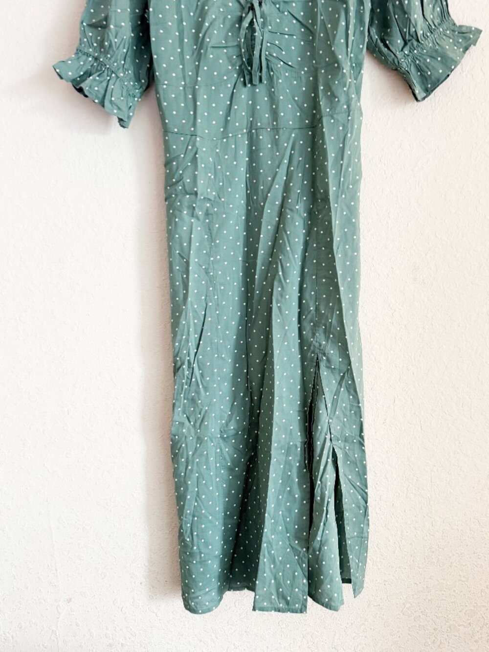 Abercrombie & Fitch Green Polka Dot Midi Dress Size Small - Picture 3 of 7